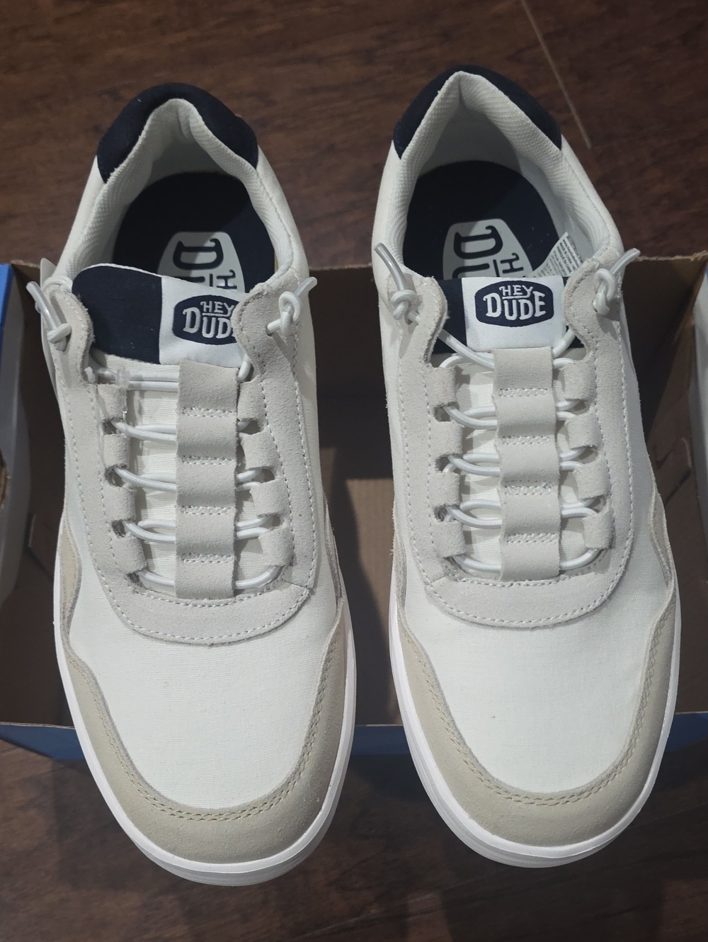 Hey Dude Men's Low-Top Sneakers in Cream and Navy Trim